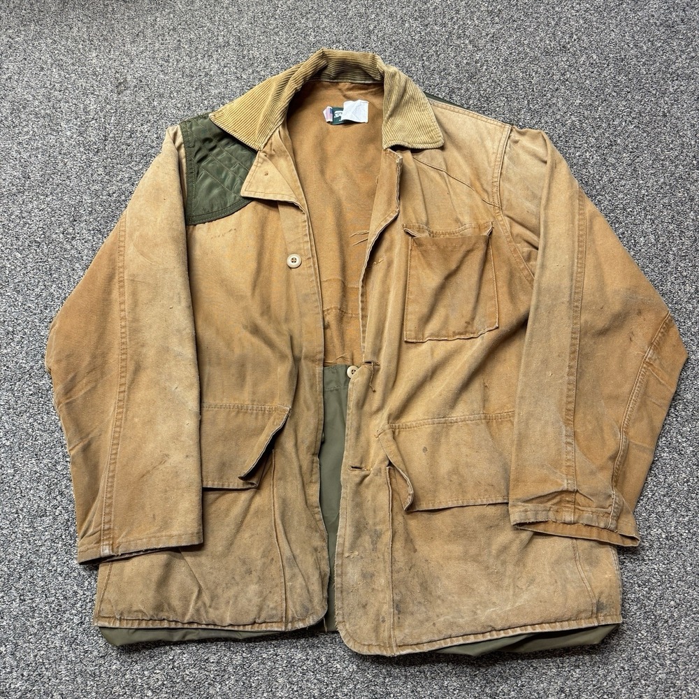 Vtg 60s SafTBak Duck Canvas Distressed Workwear Chore Work Jacket USA Read